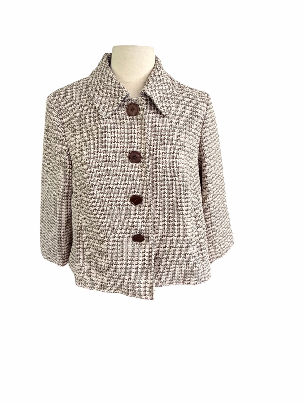 Briggs New York Brown & Cream Textured Cropped Jacket